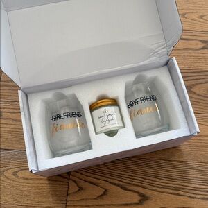 Fiancé  wine set with candle